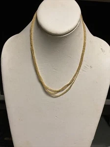 18k Yellow Gold 3 Flat Strand Mesh Necklace Made In Italy 17.5 Inches - Picture 1 of 9