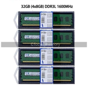 Samsung DDR3L 32GB (4x8GB) PC3L-12800 240PIN DIMM Non-ECC Desktop Memory 240-pin - Picture 1 of 5