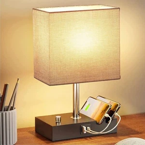 Bedside Touch Lamps Modern Table Desk Light Black Silver Base Home Decor - Picture 1 of 6