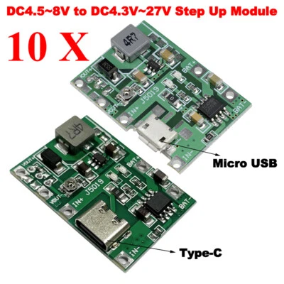 Micro USB/Type-C 3.7V a 9V 5V 2A DC-DC Step Up Boost Module para bateria 18650 - Imagem 1 de 4