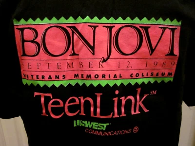CAMISETA DE CONCIERTO PROMO BON JOVI 1989 DE COLECCIÓN, VETERANS COLISEUM PHOENIX, AZ Y95 XL Foto 1 de 4
