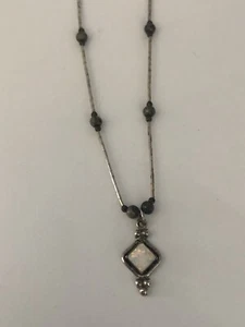 Vintage 5 Star Sterling Liquid Silver Opal Beaded Pendant 16” Necklace 925 - Picture 1 of 5