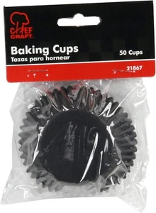 Chef Craft 50 Count Cupcake Liners Muffin Size Baking Cups - Black - Picture 1 of 2