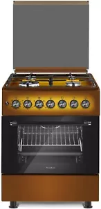 CUCINA 60X60 4 FUOCHI ACC. ELET FORNO ELETTRICO VENTILATO MARRONE GRIGLIE GHISA - Foto 1 di 9
