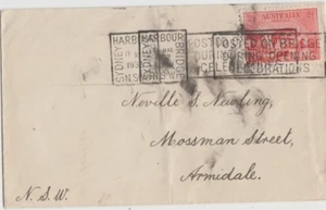Stamp 1932 Australia 2d Sydney Harbour Bridge plain cover slogan error postmark - Bild 1 von 1