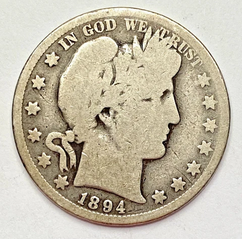 1894-O Barber Half Dollar G/Good Old Album Toned Original. Better Date! Cover