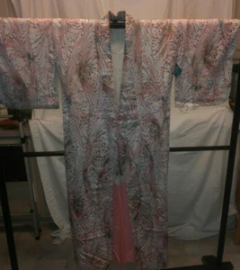 Vintage 50er Jahre japanischer Kimono Baumwolle bedruckt eine Explosion roter & schwarzer Spinnen - Bild 1 von 8