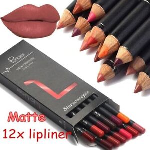Long Lasting Lipstick Eyeliner Pen Matte Lip Liner 12 Colors Lip Liner Pencil