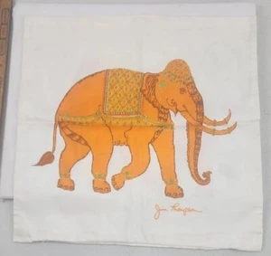 JIM THOMPSON CUSHION COVER 100%THAI SILK ELEPHANT PRINTED SQUARE 16 x 16 INCHES - Picture 1 of 3