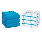 6 Pack of Kitchen Tea Towels - Windowpane Pattern 15 x 25 in 100% Cotton Blue