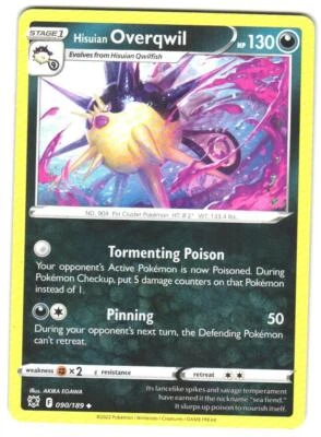 Pokemon SWSH10: Astral Radiance Hisuian Overqwil (90) #090/189 LP Uncommon - Image 1 of 2
