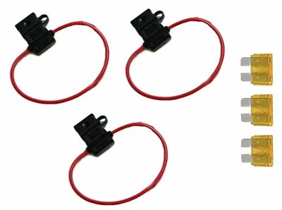 18 Gauge ATC ATO In-Line Fuse Holder Wire 12V Blade Waterproof 3 Pack 35 Amp - Image 1 of 3