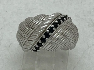 Judith Ripka Sterling Silver Sapphire Crossover Cable Ring Size 5 8.8g - Picture 1 of 10