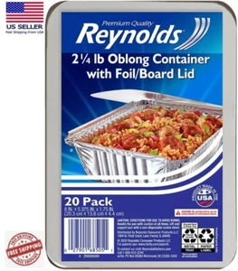 Contenedores para llevar de papel de aluminio oblongo para restaurante Reynolds con tapas (20 ct.) a granel - Imagen 1 de 8