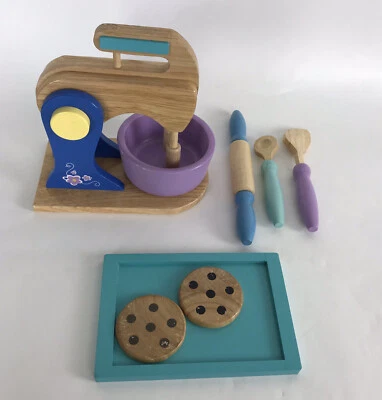 KidKraft Kitchen Toys - Wooden Bowl Mixer Rolling Pin Cookies More Blue Purple - Image 1 of 4