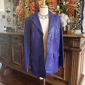 Vintage Pendleton Women's Purple Leather Blazer Jacket Sz Small Tall - Picture 1 of 13