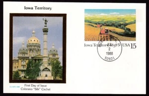 1988 IOWA Centennial postal card FDC Sc UX123 Colorano Silk cachet (AL - Picture 1 of 1