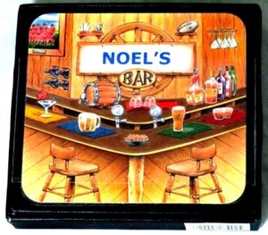 NOEL'S BAR NAME SET OF 6 CORK BACKED COASTERS - Foto 1 di 1