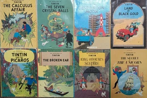 *VINTAGE* 1970s (LOT OF 8) Adventures of Tintin by Herge *3 BOOKS FIRST EDITION* - Picture 1 of 24