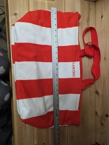 LANCOME Frottee Strandtuch Beuteltasche Tasche Handtasche Strand Bauch orange & weiß gestreift - Bild 1 von 6