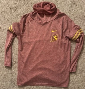 Nike USC Trojans Sweater Women's Medium  Red High Roll Neck Logo Swoosh Pullover - Picture 1 of 6