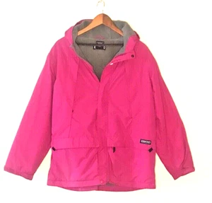 Lands End Snow Jacket Women Ski Hot Pink L Extended Length Hood Pockets - Picture 1 of 4