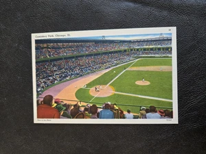 COMISKEY PARK LEINEN VINTAGE POSTKARTE CHICAGO WEISSE SOCKEN - Bild 1 von 2