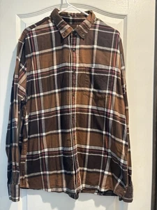 Banana Republic Shirt Brown Flannel Plaid Button Up Ultra Soft Mens XL - Picture 1 of 8