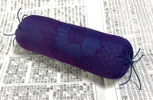 Handmade Japanese Katana Sword Pillow Indigo Old Cloth Silk Cotton φ1.8×L5.5inch - Picture 1 of 8