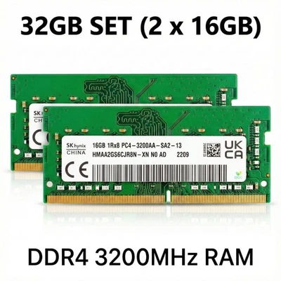 32GB (2x16GB) DDR4 3200MHz SODIMM Laptop RAM Kit Used Tested Working Fast Memory - Image 1 of 4