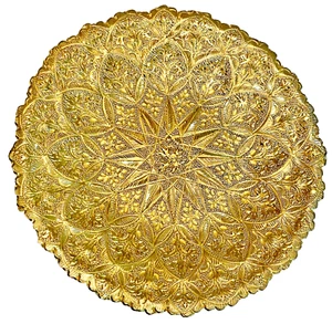 Etched Gold Plated Decorative Metal Plate 7.5” Morocco - Picture 1 of 4