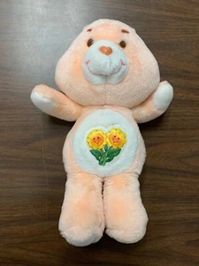 Vintage 1983 Kenner Care Bear "Friend Bear" 13" Plush Pink Sunflower - Picture 1 of 5