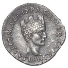 Agrippa Wandbild Rostralkrone AR Denar Römisches Reich 12 v. Chr. Silber Neuheit Streik