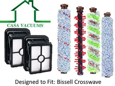 CASA VACUUMS Replacement Hepa Filter Brush Roll Kit for Bissell Crosswave 1866 1868 2306 1926