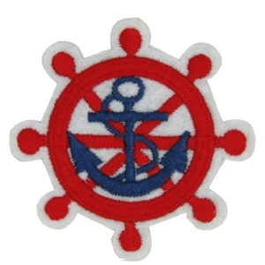 ÉCUSSON PATCH - ANCRE Bleu Rouge Mer * 6 x 6 cm * Applique brodée thermocollante - Picture 1 of 1