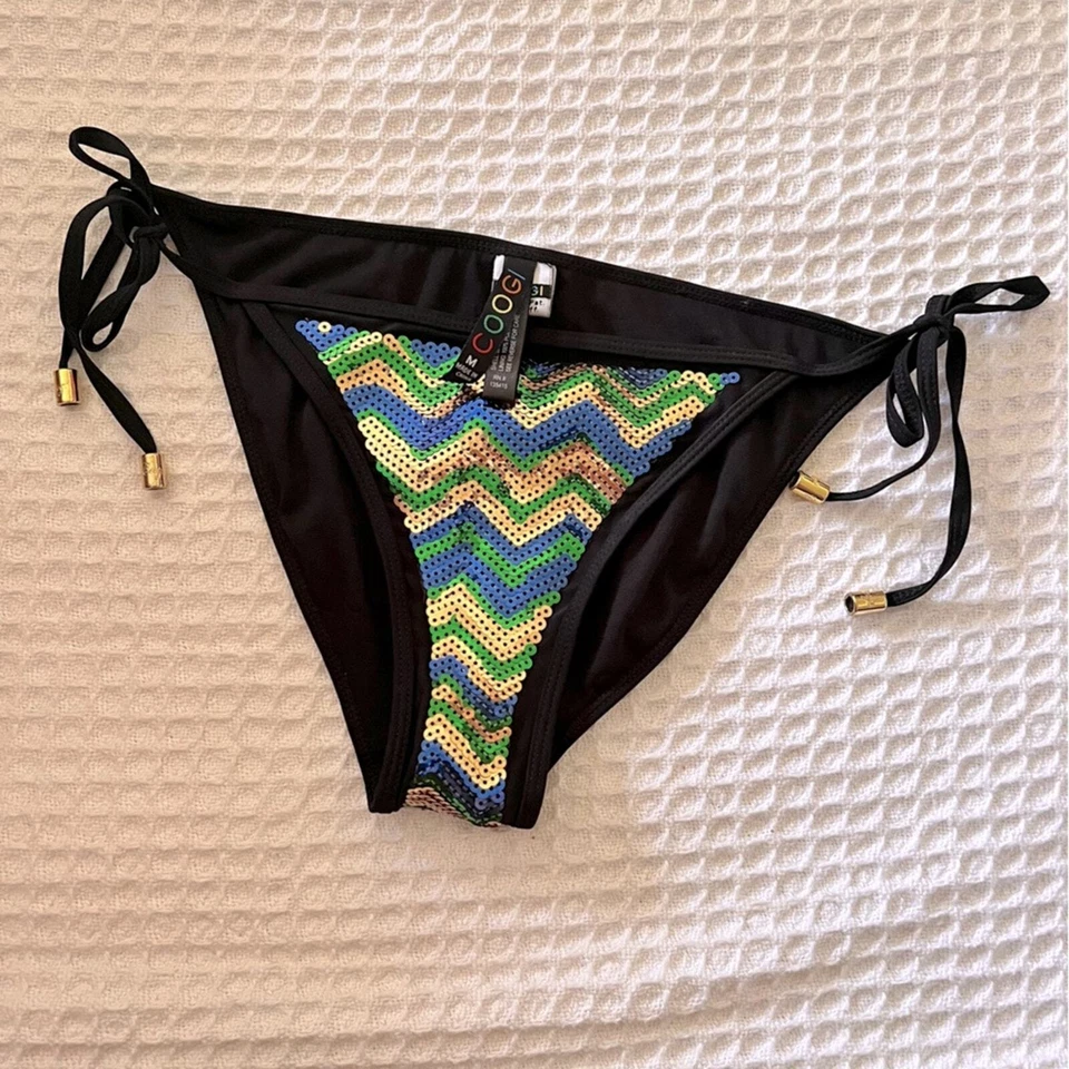 Pantalones de bikini vintage Coogi chevron lentejuelas TALLA MEDIANA corbata lateral Y2K Foto 1 de 4