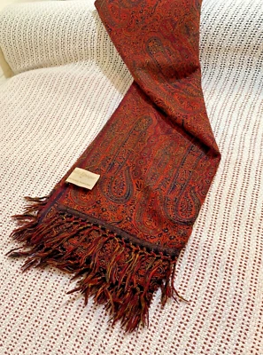 Belle Epoque Pure Wool Throw Fringe Tassel Paisley  Dark Floral - Image 1 of 4
