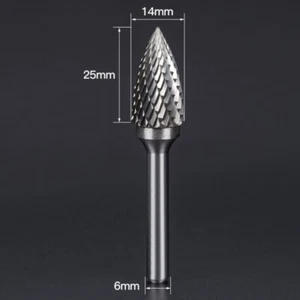 Archivo giratorio de carburo de tungsteno de doble corte tipo G cabeza de 14 mm vástago de 6 mm puntiagudo - Imagen 1 de 2