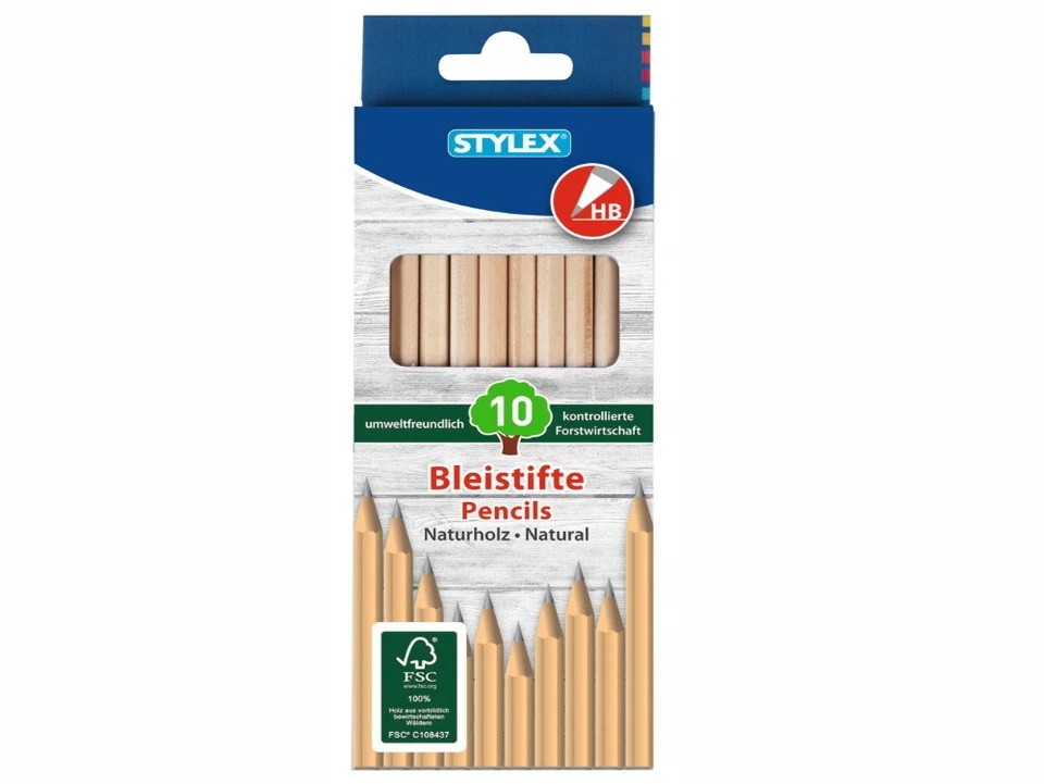 StyleX 10er Bleistifte Naturholz FSC
