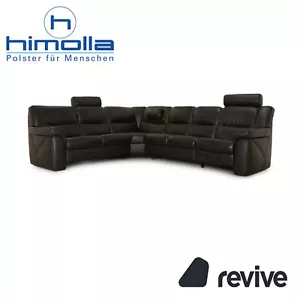 Himolla Planopoly Leather Corner Sofa Black Electric Function Sofa Couch - Picture 1 of 9