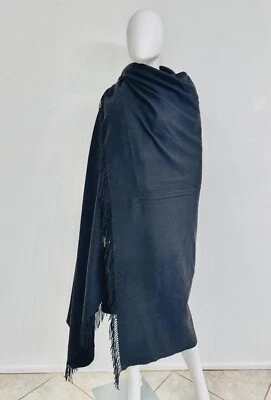 Max Mara 100 % cachemir puro chal bufanda capa tiro medianoche negro 30” x 80” Foto 1 de 3
