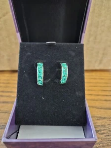 NEW HSN Suzanne Somers Emerald CZ .925 Setting Earrings - Picture 1 of 6