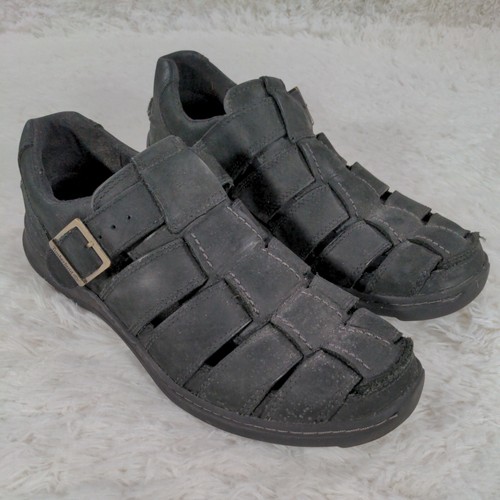 Timberland Earthkeepers sandali da pescatore in pelle punta chiusa neri taglia 11 5