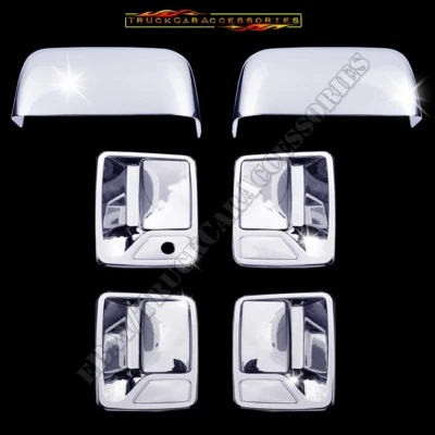 Para Super Duty F250 F350 F450 F550 2008-16 Cromo Cubiertas Espejos 4 Puertas Manijas Foto 1 de 2