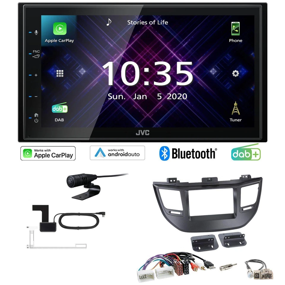 JVC Autoradio Apple CarPlay Android Auto DAB+ für Hyundai Tucson ab 2015 schwarz - Bild 1 von 4