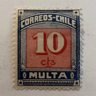RARO 1924 CHILE 10C FRANQUEO DEBIDO COMO NUEVO SELLO MH OG #J51 FIRMADO EN LA PARTE POSTERIOR Foto 1 de 2