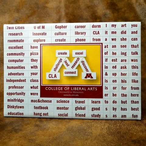 University of Minnesota Gophers Magnetic Poetry Student Liberal Arts NEW Cover