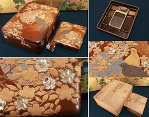 Japanese Lacquer Wooden Stationery Box Calligraphy Suzuribako Syodo Edo Era 18th - Picture 1 of 24