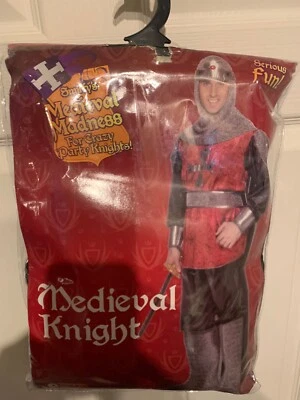 Nuevo Disfraz de Caballero Medieval Smiffy’s Adulto Talla Mediana 38-40 Túnica Pantalones Capucha Bt Foto 1 de 4