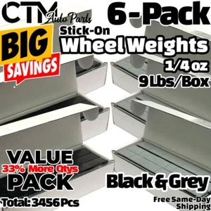 6 Boxes 1/4oz Grey & Black Balance Wheel Weights Stick-on Adhesive Tapes 54 lbs - Picture 1 of 4